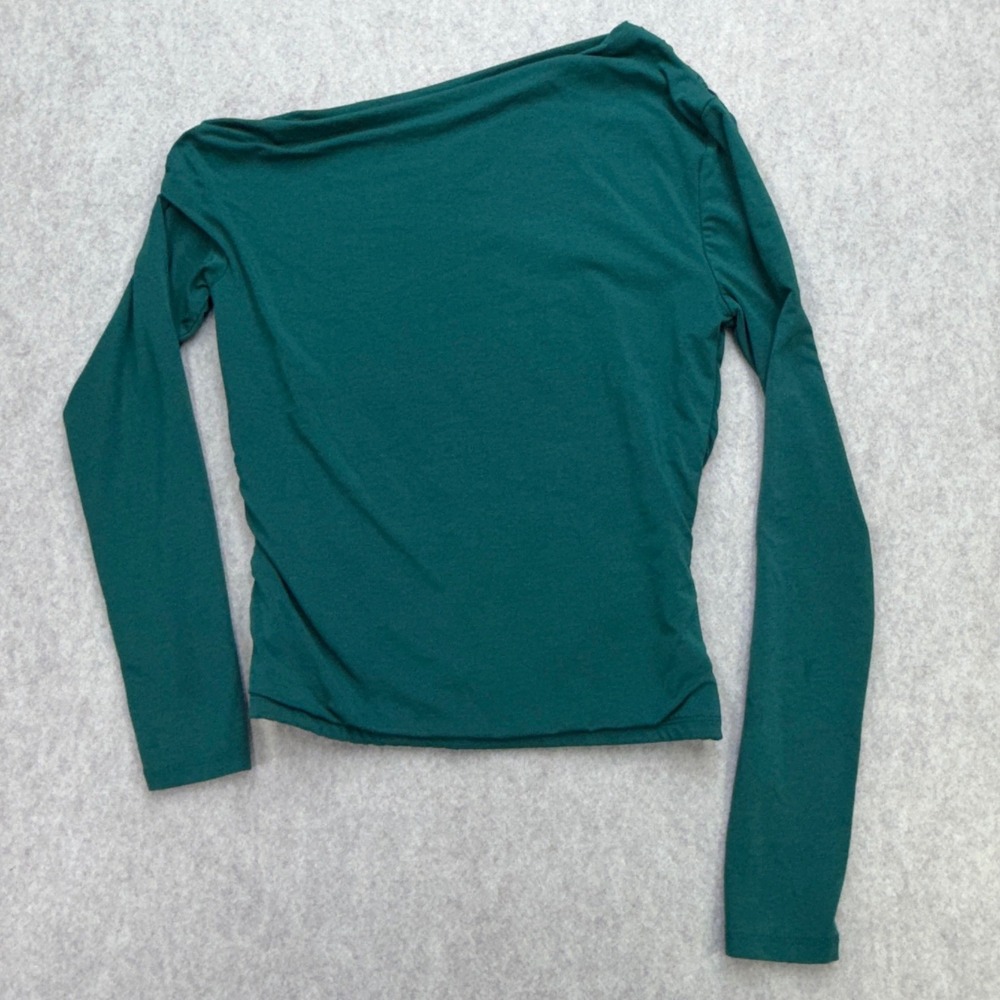 Abercrombie Ruched One Shoulder Top Womens S Green Minimalist Going Out Chic - Picture 2 of 8